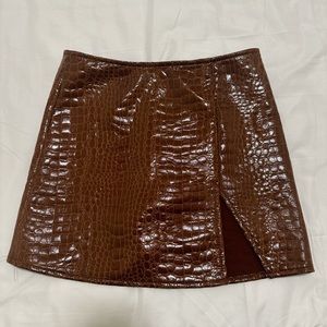 Princess Polly “the wren mini skirt” in brown croc